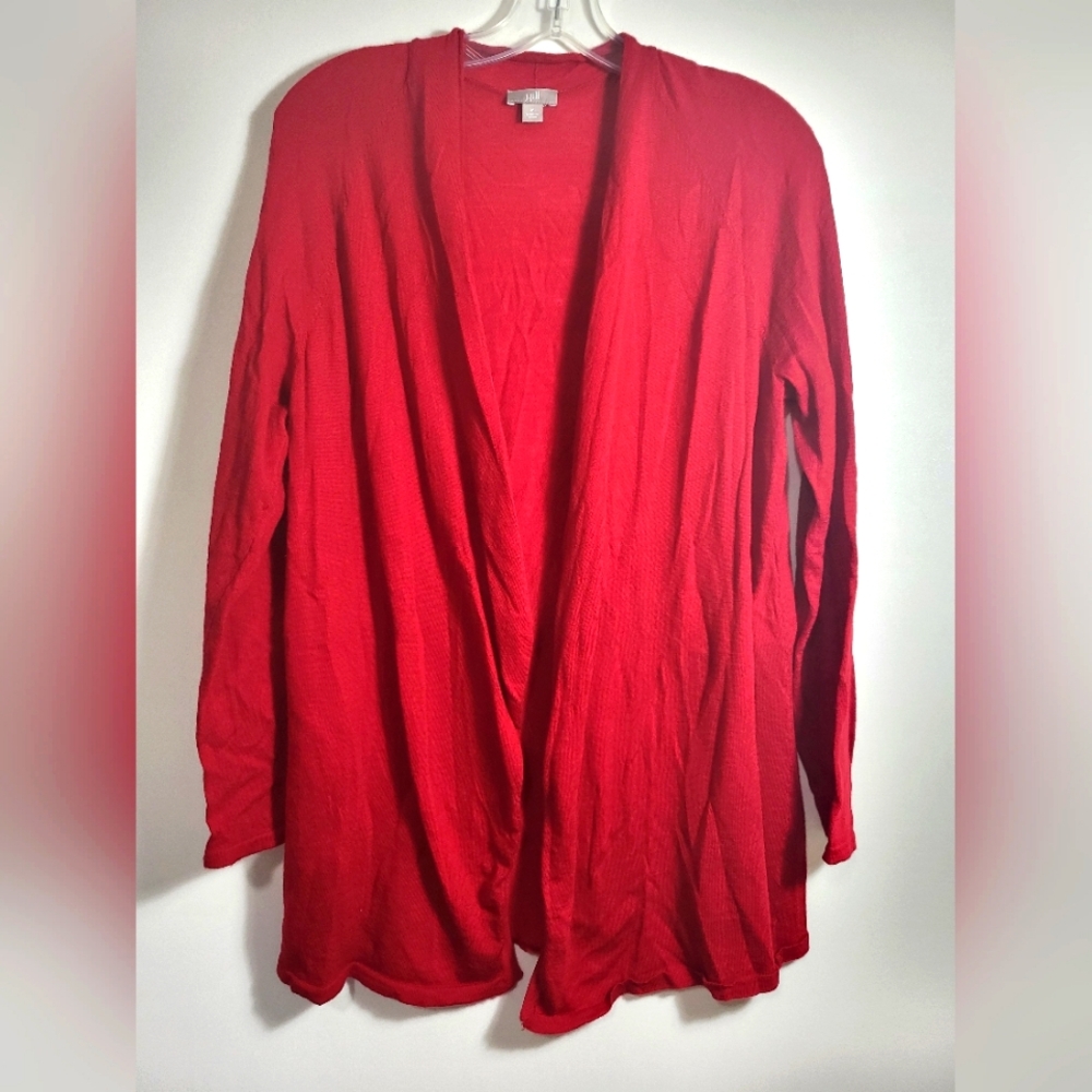 J Jill red open front cardigan  women's M  #2221